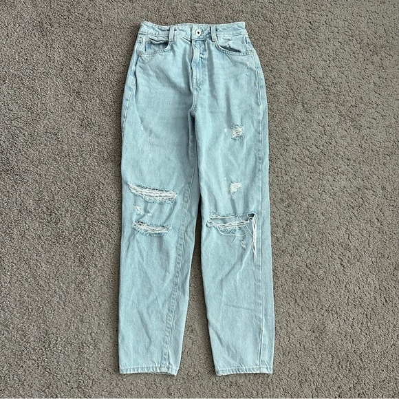 Zara Jeans Womens Size 2 Denim Mom Distressed - Picture 1 of 12